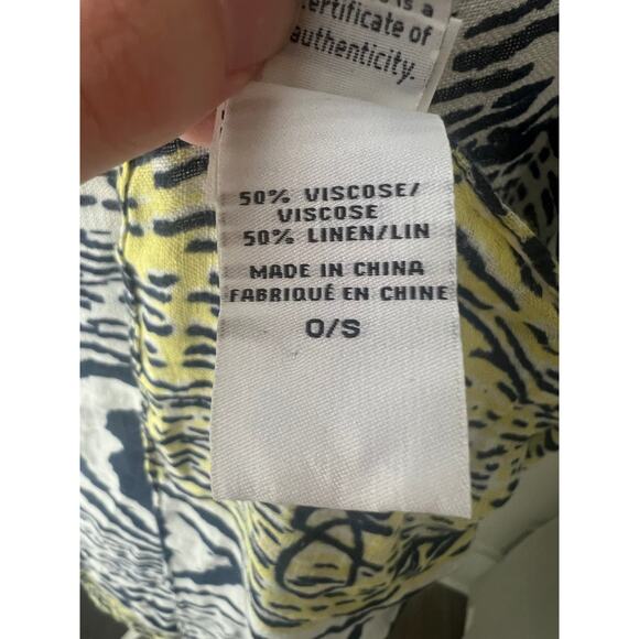 Diane Von Furstenburg Shawl Scarf Lightweight Navy White Yellow - Picture 8 of 8